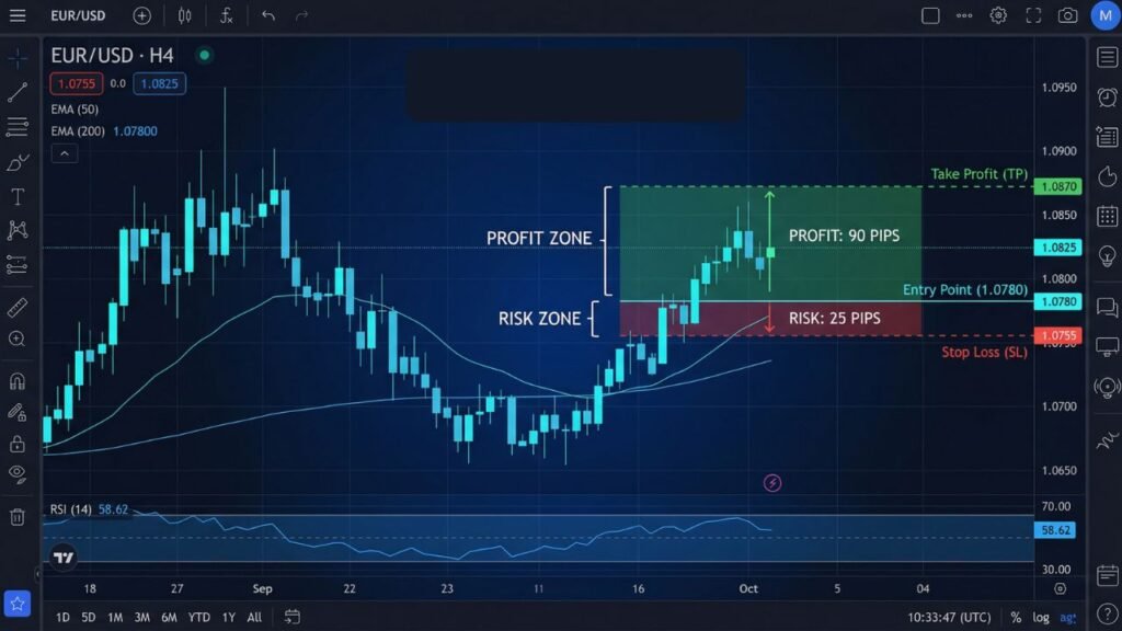 Forex trading chart with risk analysis